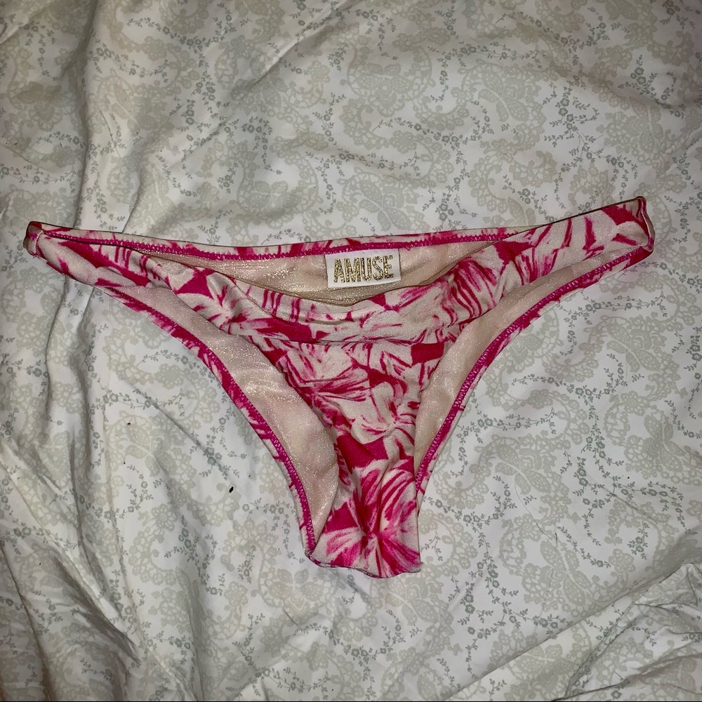 pink hawaiian amuse society thong bikini bottom